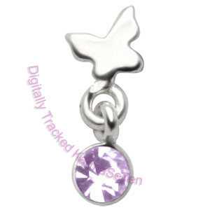 Butterfly - Lavender - Tragus Dangling Ear Stud